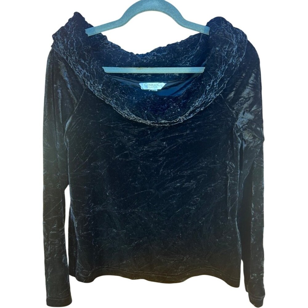 Black Velvet Cowl Neck Top M Fairy, Grunge, Whimsy, Goth, Sophisticated - Picture 1 of 6
